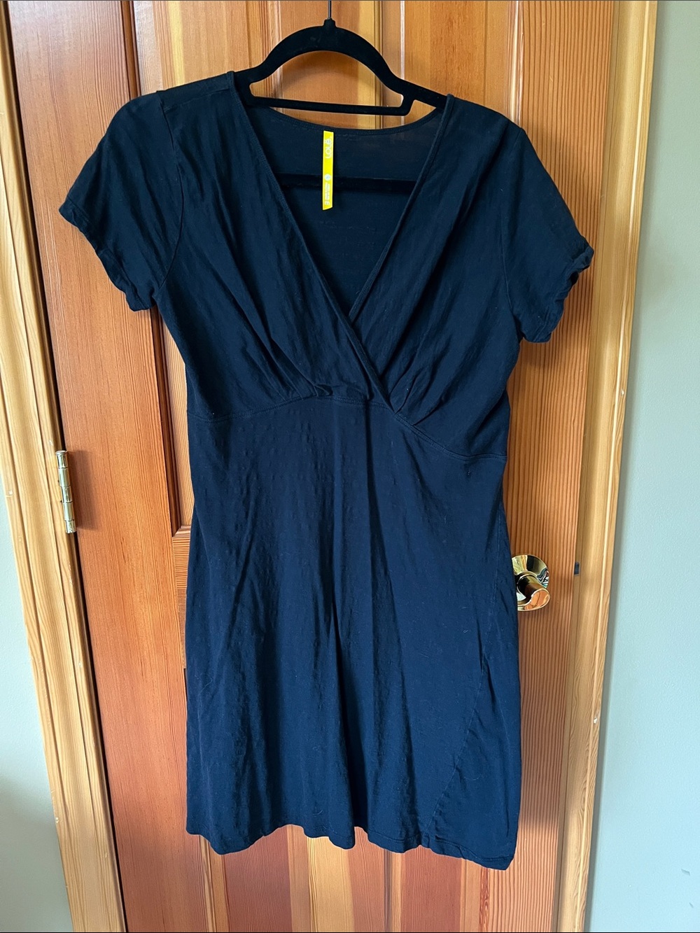 Lole Black V-Neck Faux-Wrap Midi Dress